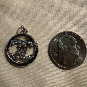 CHANEL Silver Necklace with Iridescent Accents